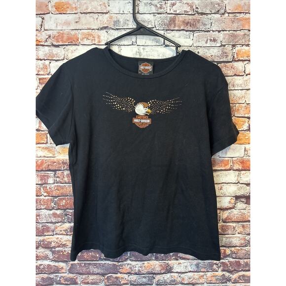 black harley davidson women's Las Vegas short sleeve shirt sequin Cropped xl - Picture 1 of 5